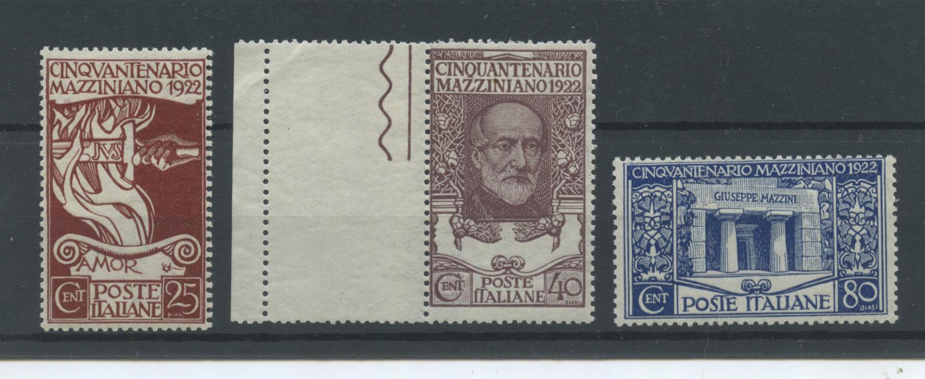 Scansione lotto: REGNO 1922 MAZZINI 3V. ** LUSSO