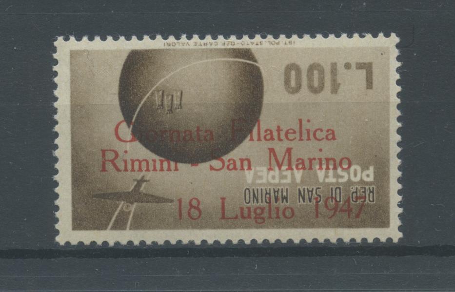 Scansione lotto: SAN MARINO 1947 L.100 SOVR. ROVESCIATA **