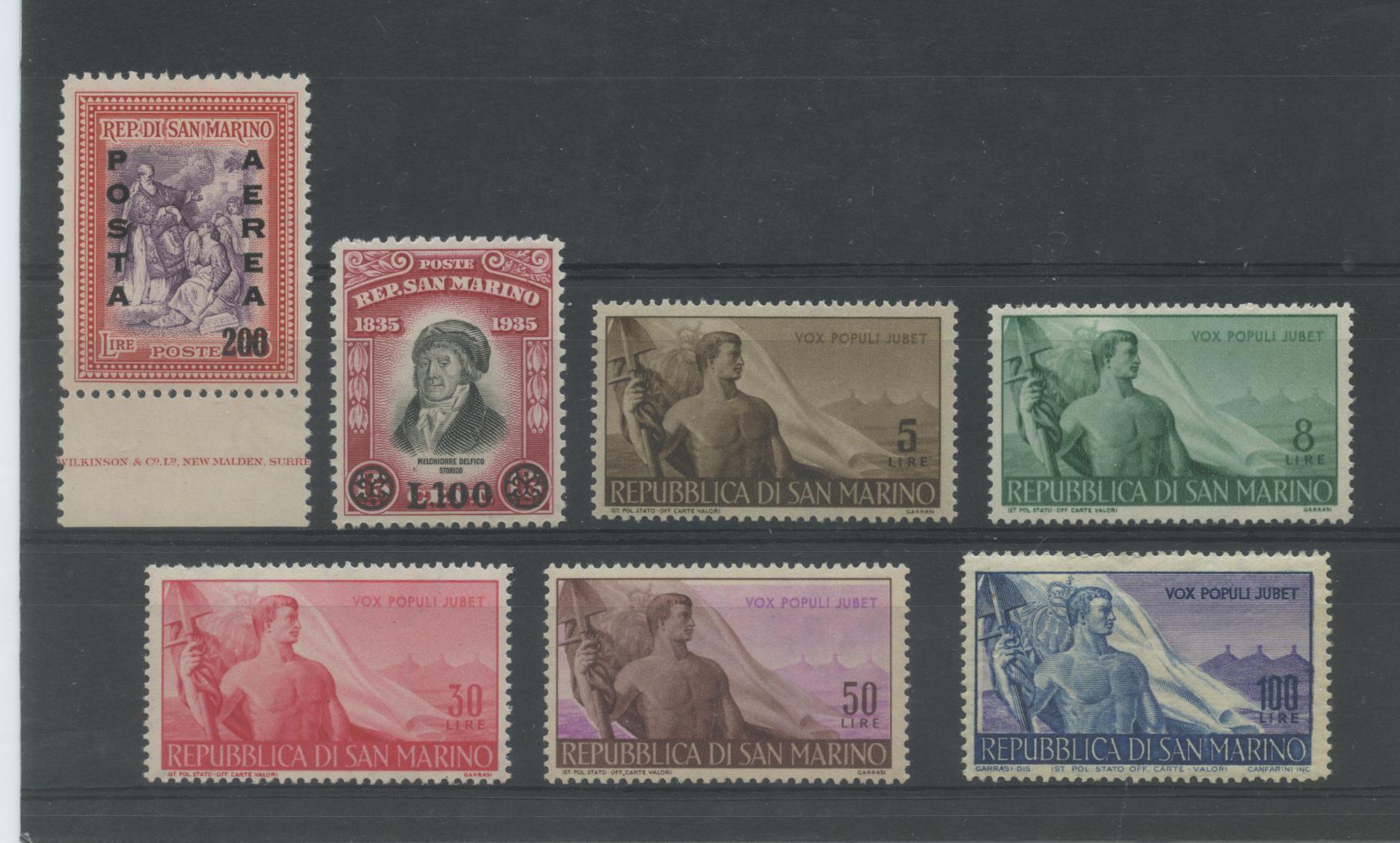 Scansione lotto: SAN MARINO 1948 ANNATA CPL. E P.A. 7V. ** LUSSO