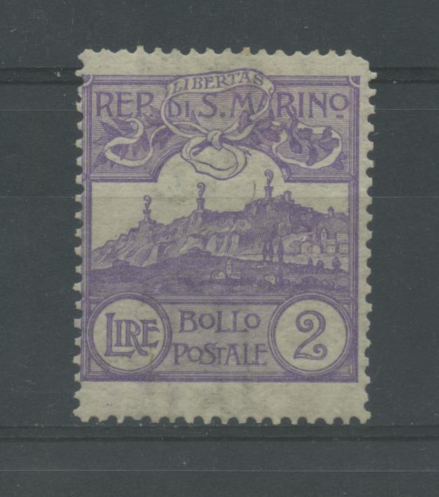 Scansione lotto: SAN MARINO 1903 L.2 VIOLETTO **  CERT.