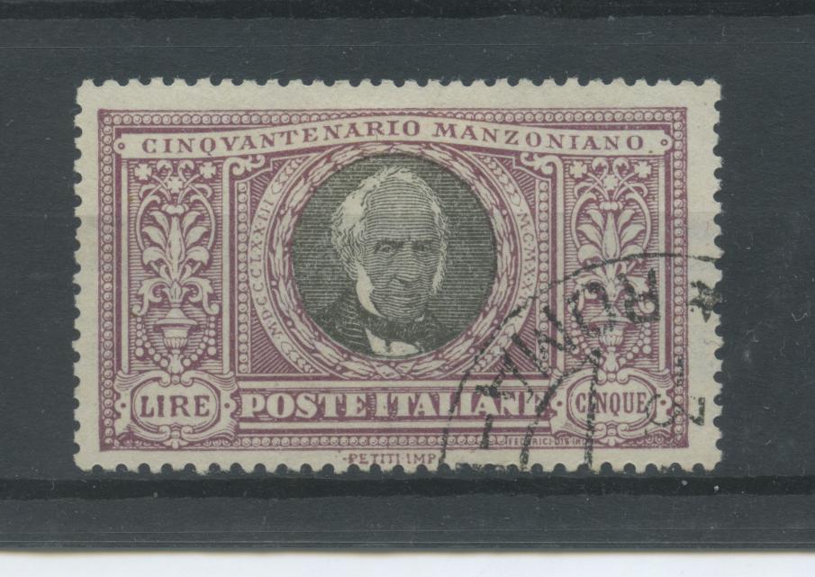 Scansione lotto: REGNO 1923 MANZONI L.5 US. CENTRATO