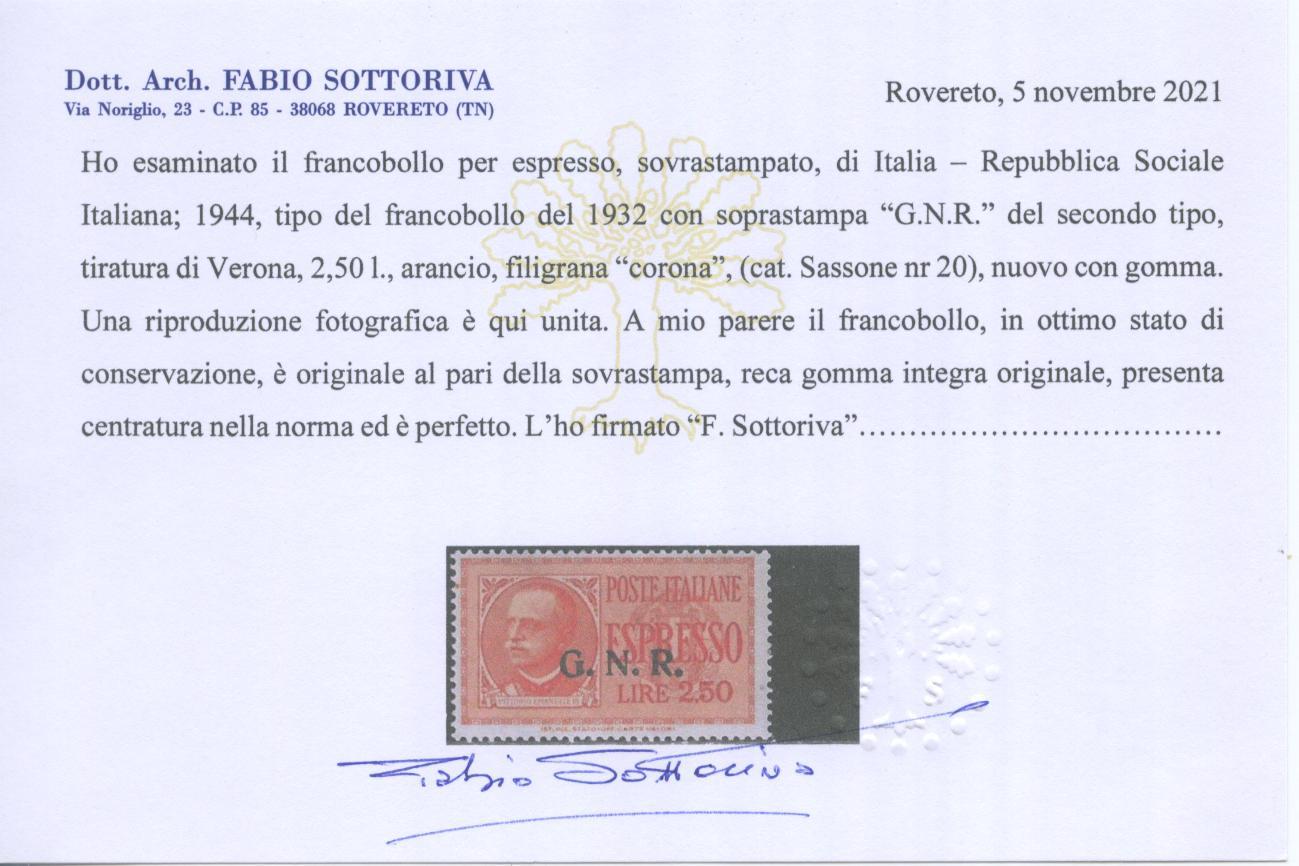 Scansione lotto: RSI E LUOGOTENENZA 1944 ESPRESSI 2V. VERONA 4 **  CERT.