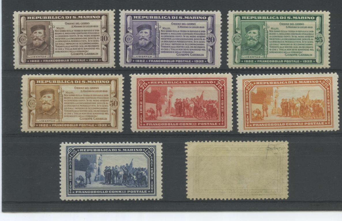 Scansione lotto: SAN MARINO 1932 GARIBALDI 8V. 2 ** CENTRATO CERT.