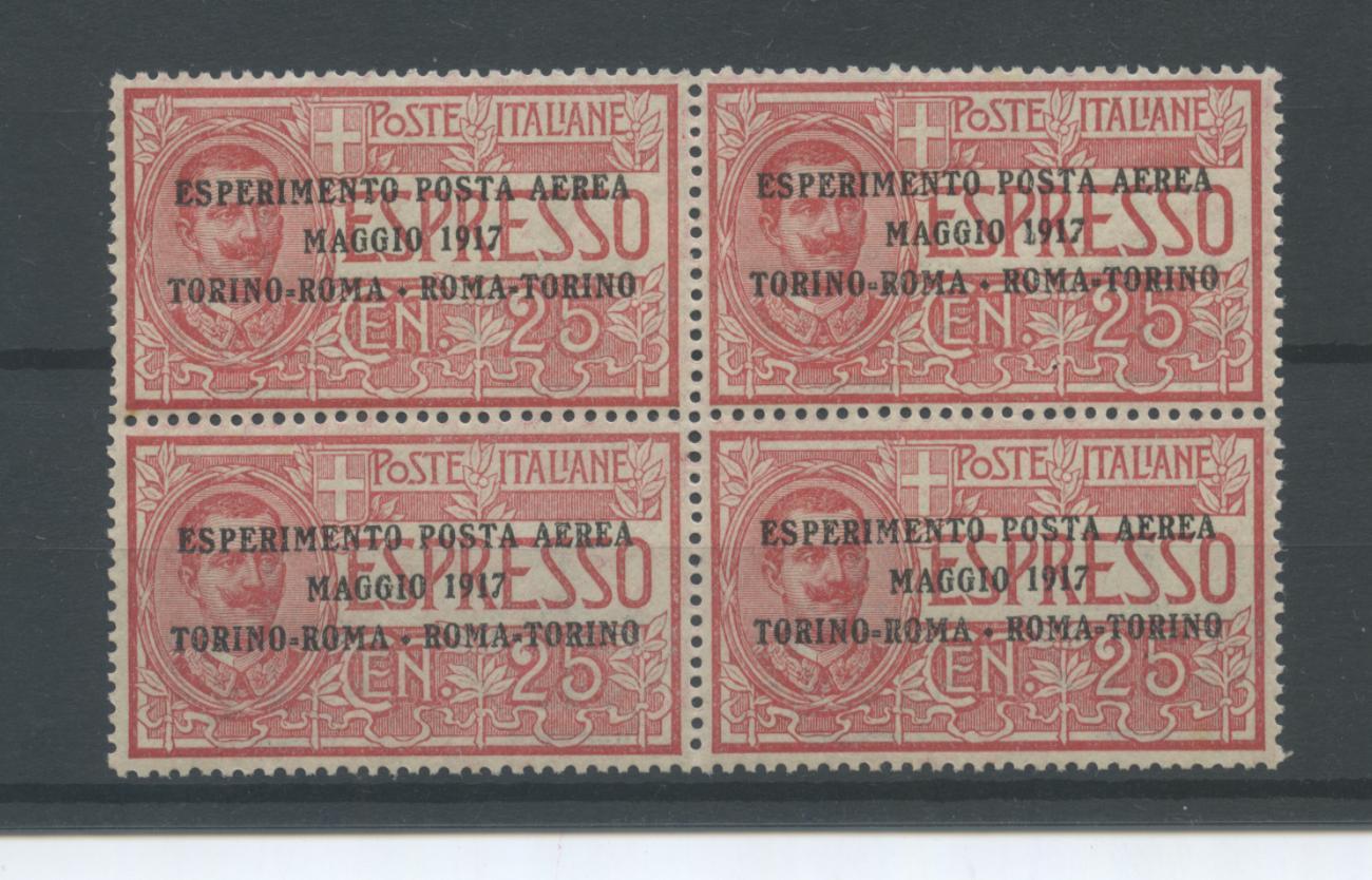 Scansione lotto: REGNO 1917 POSTA AEREA N.1 X4 ** LUSSO