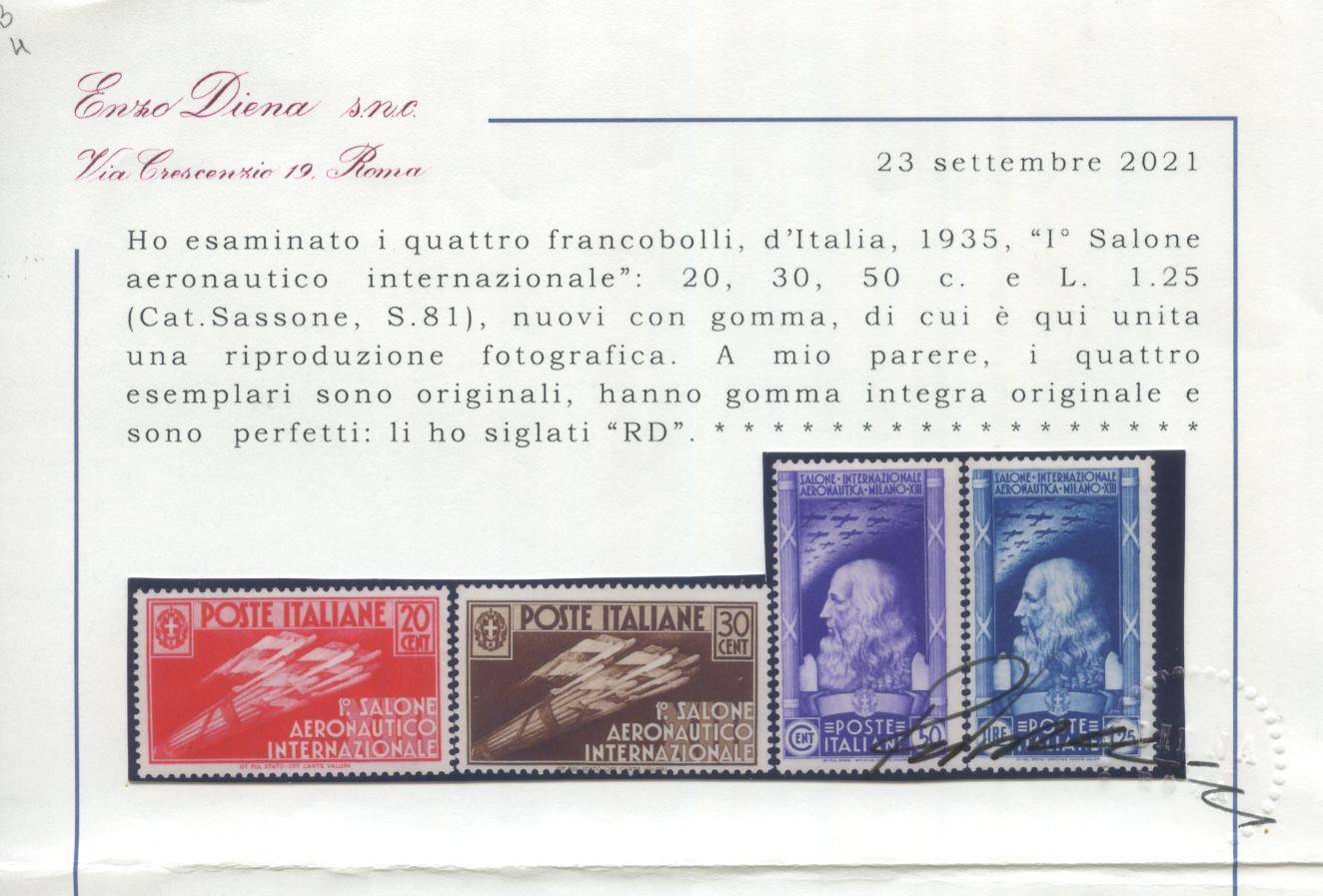 Scansione lotto: REGNO 1935 SALONE 4V. 9 ** CENTRATO CERT.