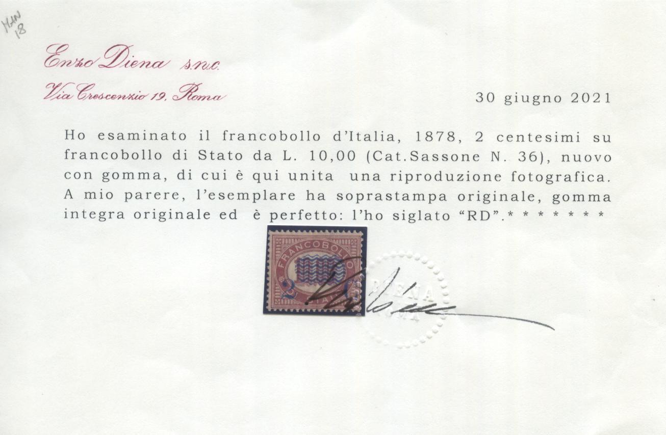 Scansione lotto: REGNO 1878 2C. SU L.10,00 2 ** CENTRATO CERT.