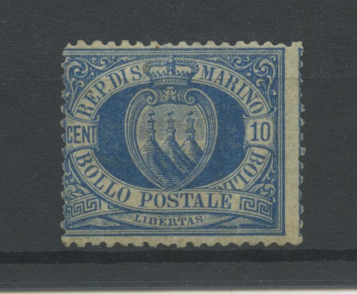 Scansione lotto: SAN MARINO 1888 10C. AZZURRO N.3A 3 **  CERT.