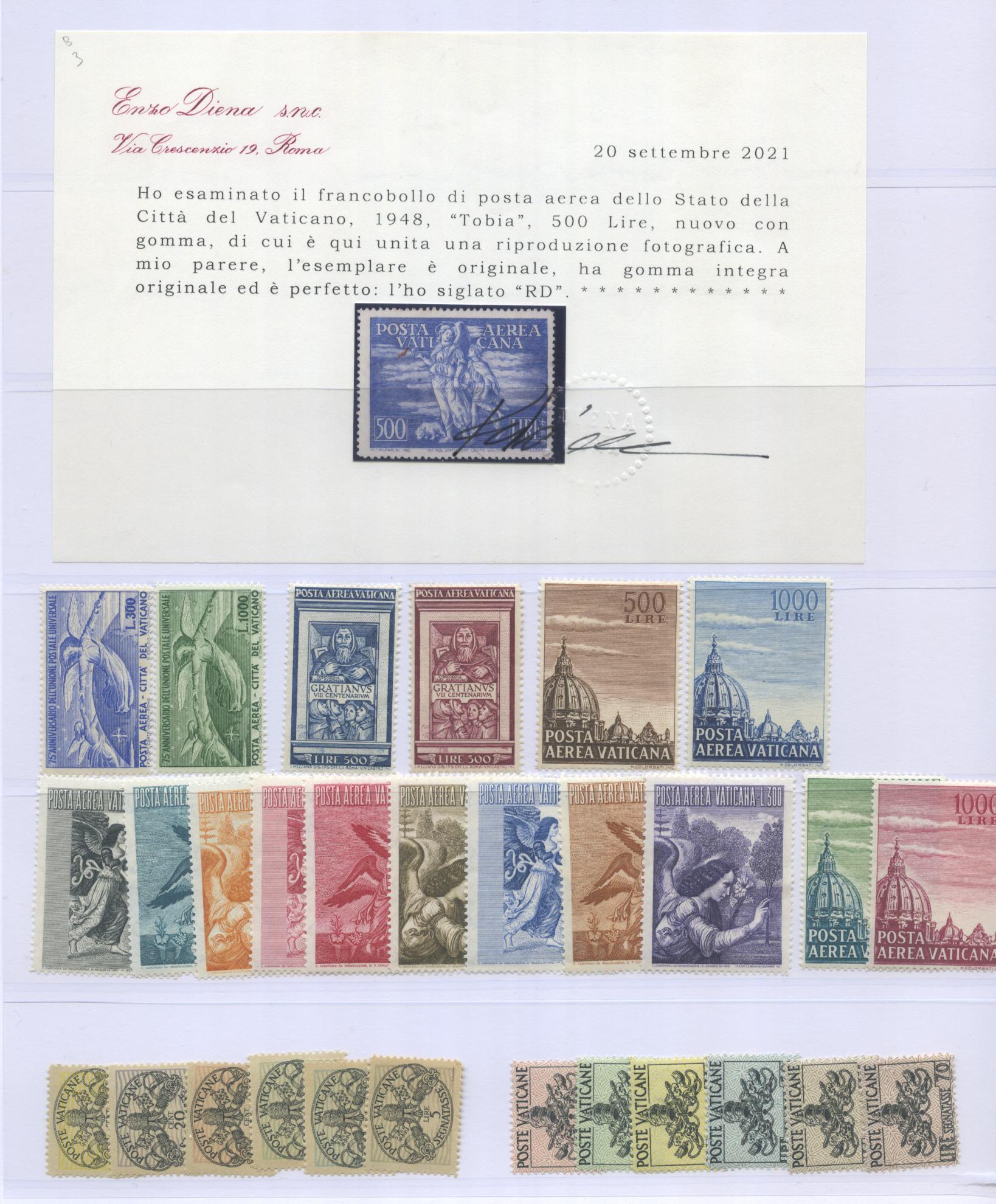 Scansione lotto: VATICANO 1939/58 PIO XII CPL. 2 ** CENTRATO CERT.