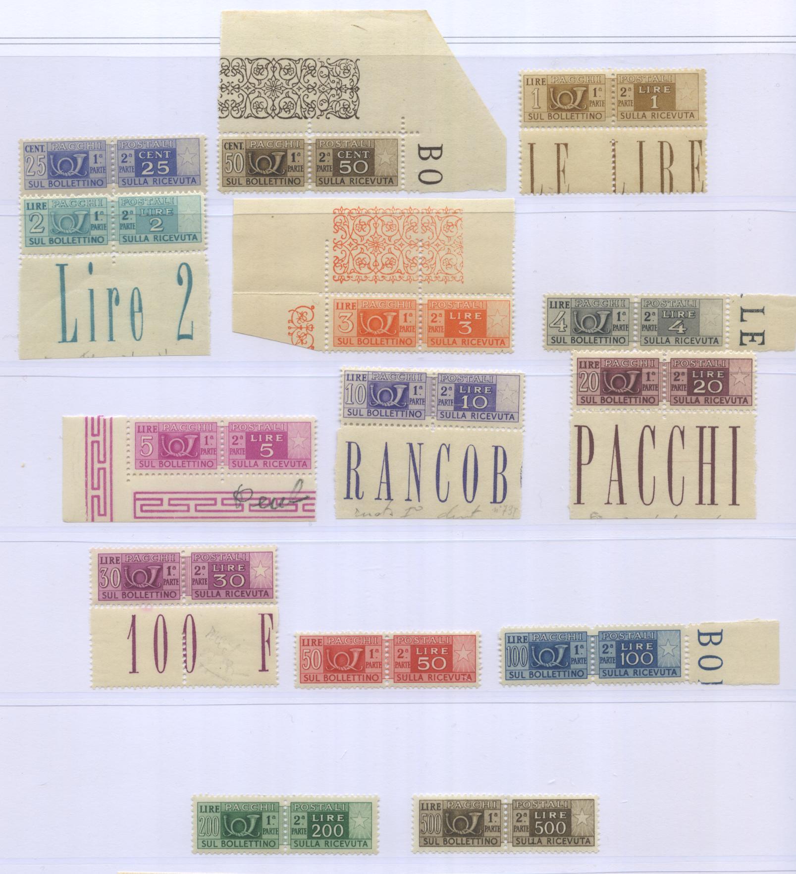 Scansione lotto: REPUBBLICA 1946/51 PACCHI RUOTA 14V. 8 ** LUSSO CERT.