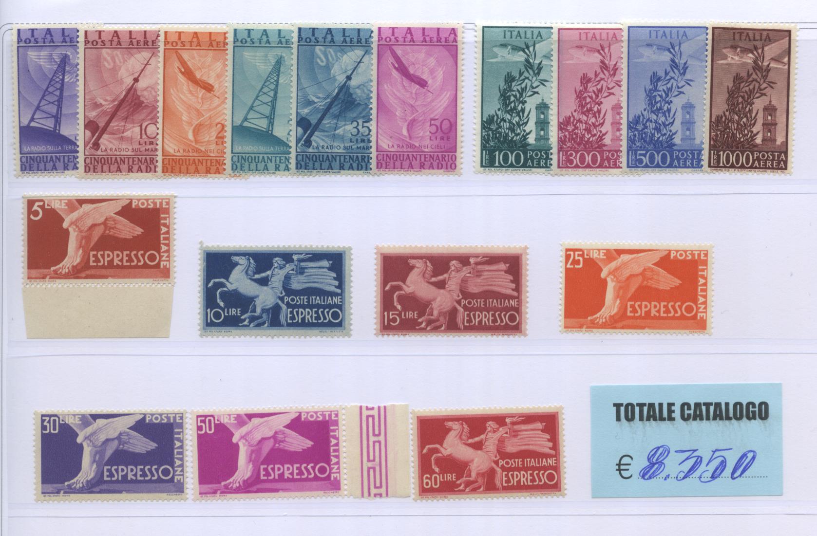 Scansione lotto: REPUBBLICA 1945/54 RACCOLTA CPL. RUOTA 2 ** LUSSO CERT.