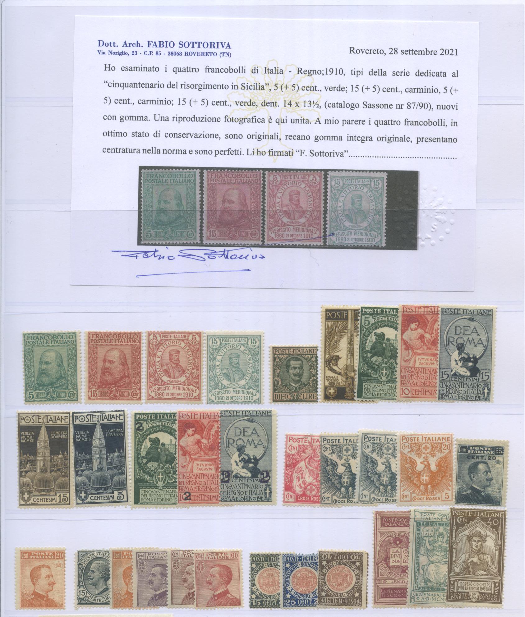 Scansione lotto: REGNO 1910/42 COLLEZIONE CPL. **  CERT.