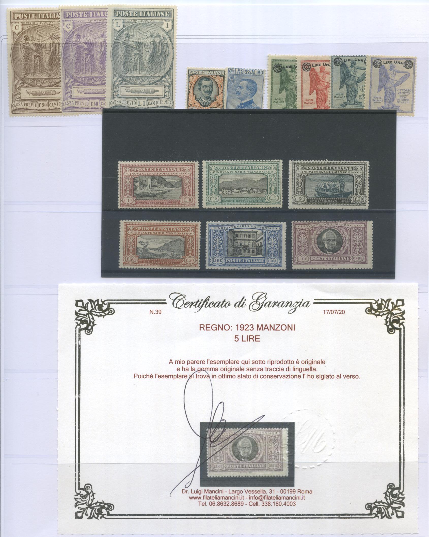 Scansione lotto: REGNO 1910/42 COLLEZIONE CPL. **  CERT.