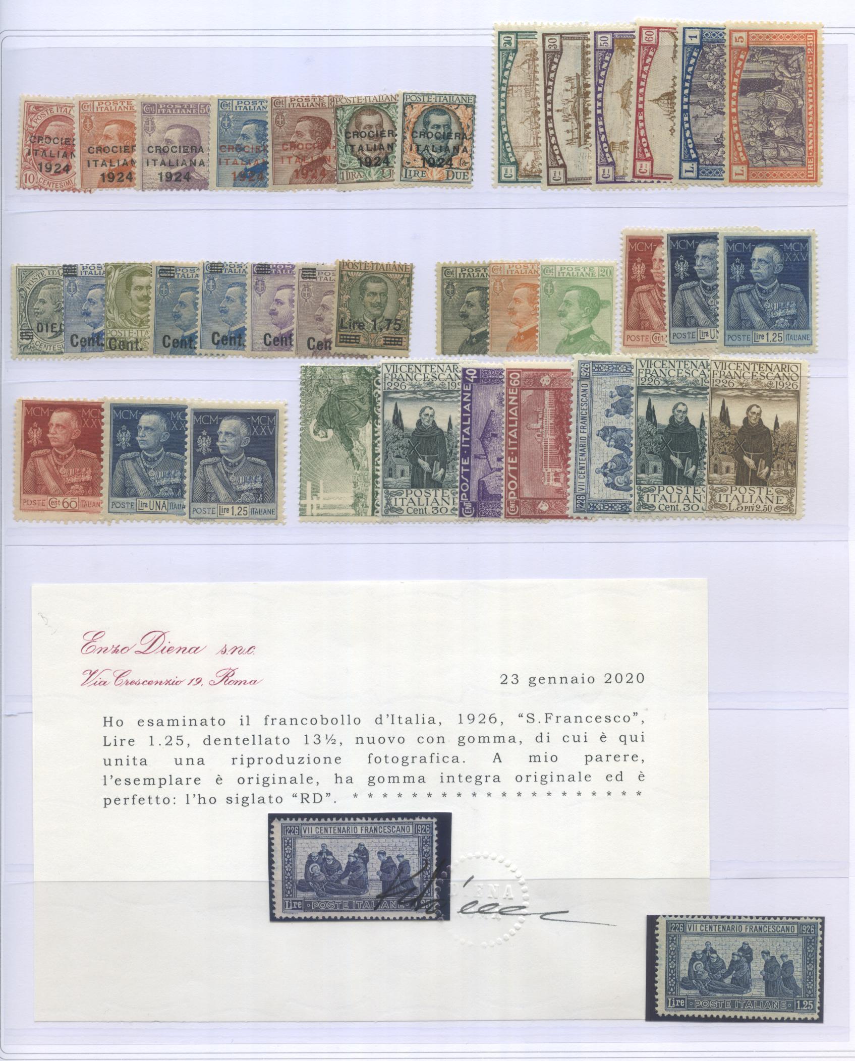 Scansione lotto: REGNO 1910/42 COLLEZIONE CPL. **  CERT.