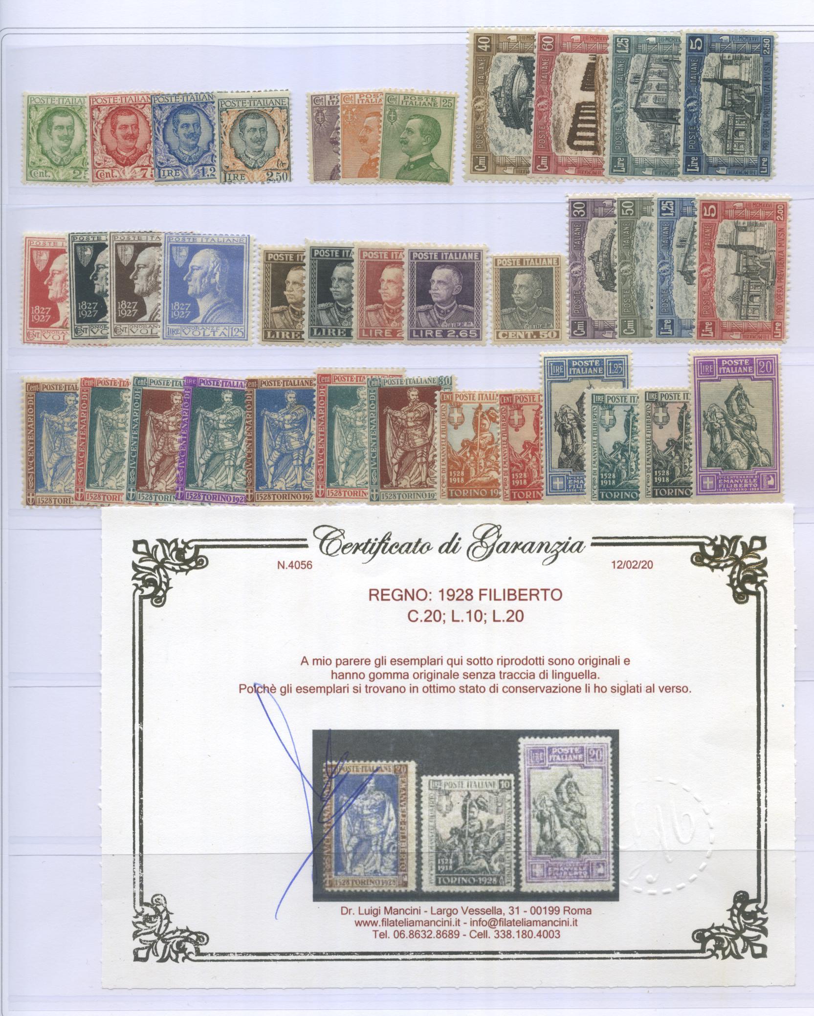 Scansione lotto: REGNO 1910/42 COLLEZIONE CPL. **  CERT.