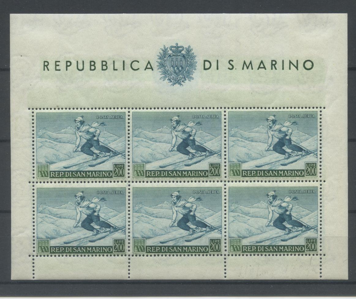 Scansione lotto: SAN MARINO 1953 B.F. SCIATRICE ** CENTRATO CERT.