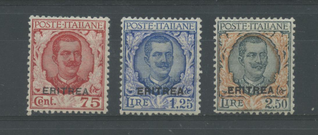 Scansione lotto: COLONIE ERITREA 1926 SOVR. 3V. 2 ** LUSSO CERT.