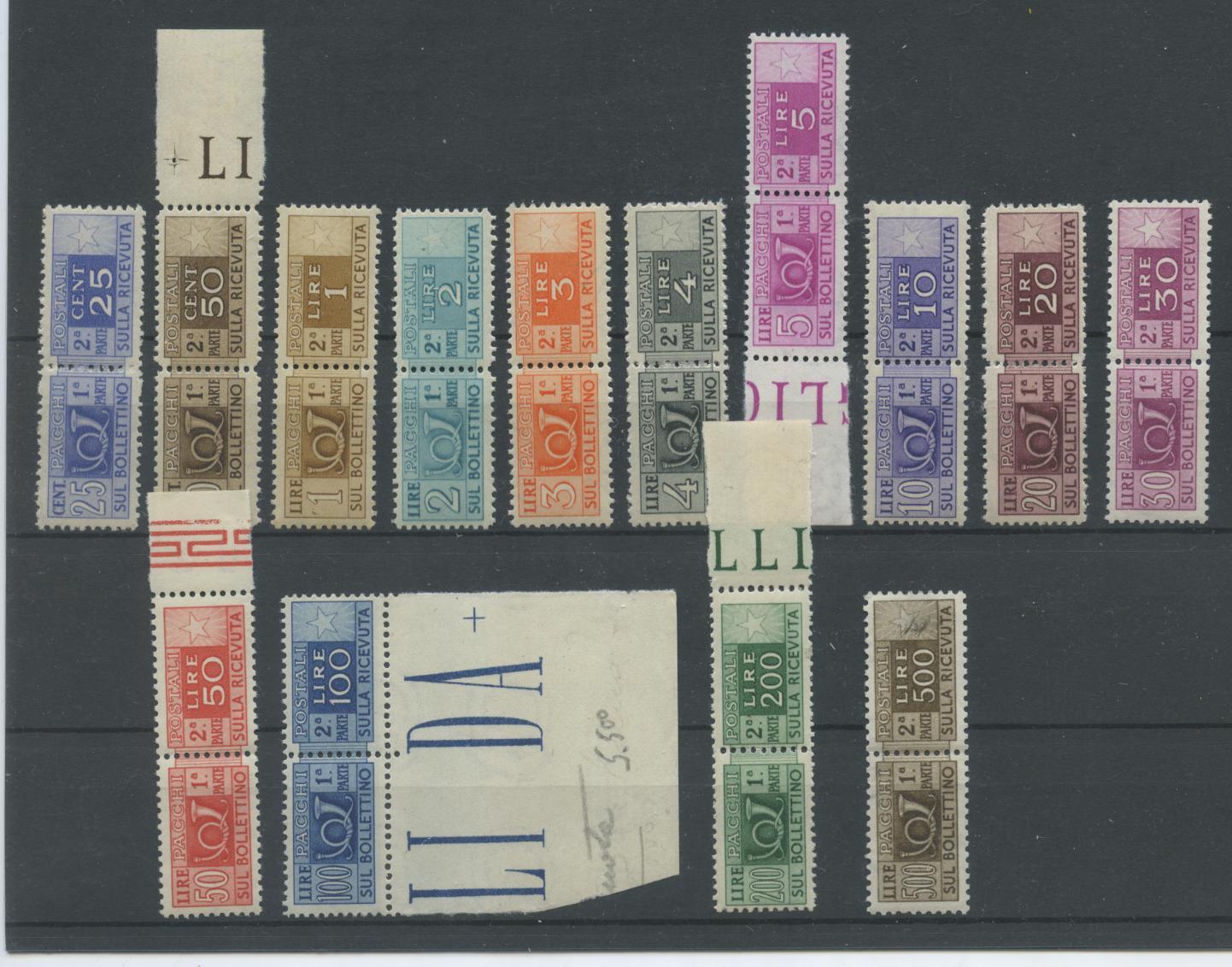 Scansione lotto: REPUBBLICA 1946/51 PACCHI RUOTA 14V. 9 ** LUSSO CERT.