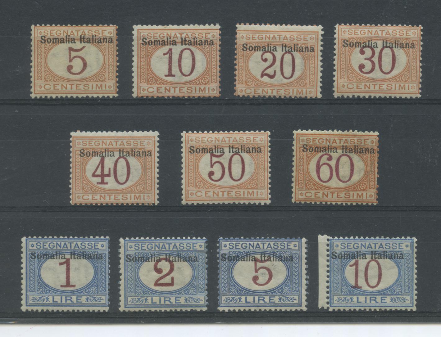 Scansione lotto: COLONIE SOMALIA 1909 TASSE 11V. **  CERT.