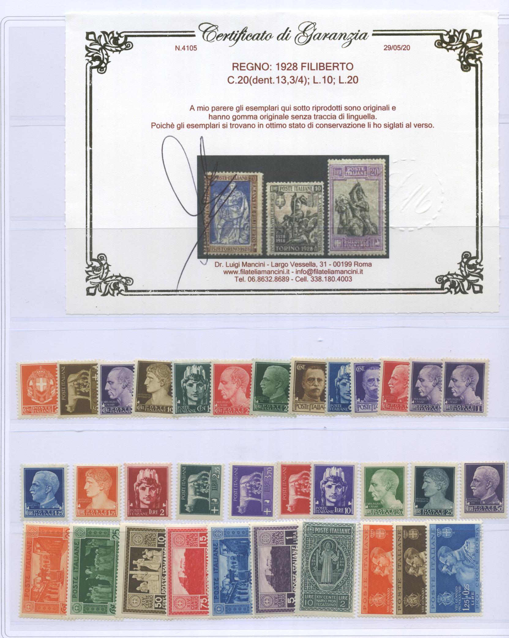 Scansione lotto: REGNO 1910/42 COLLEZIONE CPL.(-3 SERIE) **  CERT.