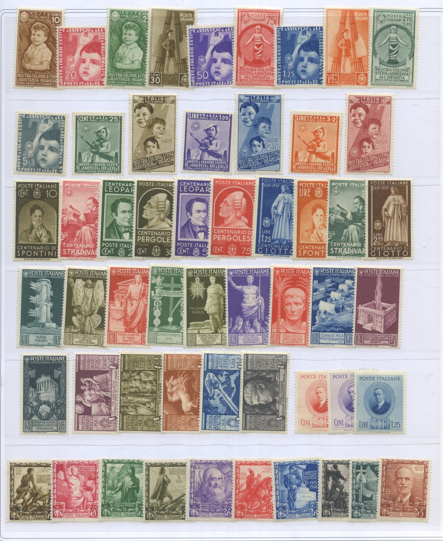 Scansione lotto: REGNO 1910/42 COLLEZIONE CPL.(-3 SERIE) **  CERT.