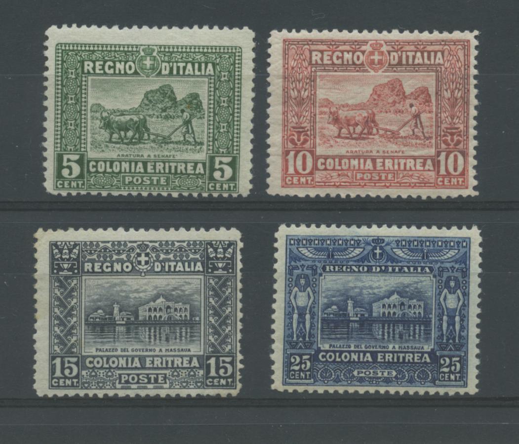 Scansione lotto: COLONIE ERITREA 1910 SOGGETTI VARI 4V. **  CERT.