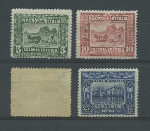 Scansione lotto: COLONIE ERITREA 1910 SOGGETTI VARI 4V. **  CERT.