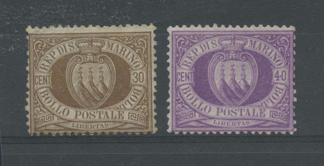 Scansione lotto: SAN MARINO 1877 30C. E 40C. 2 **  CERT.