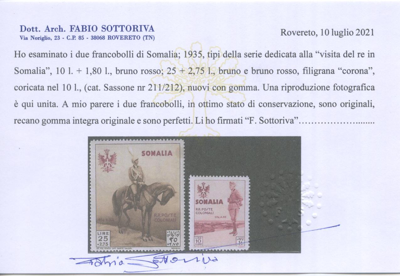 Scansione lotto: COLONIE SOMALIA 1935 RE IN SOMALIA 14V. 3 **  CERT.