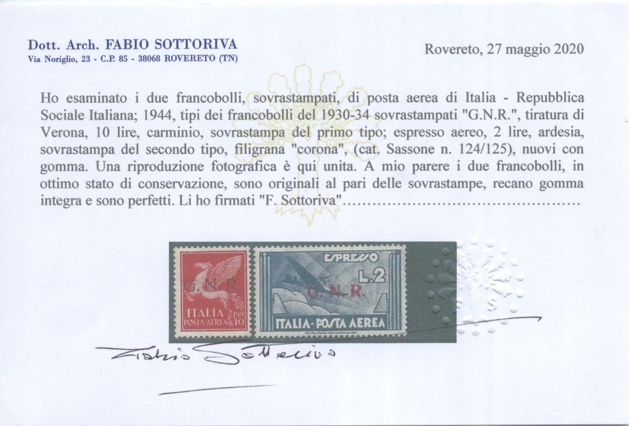 Scansione lotto: RSI E LUOGOTENENZA 1944 P.A. GNR 9V. 2 **  CERT.