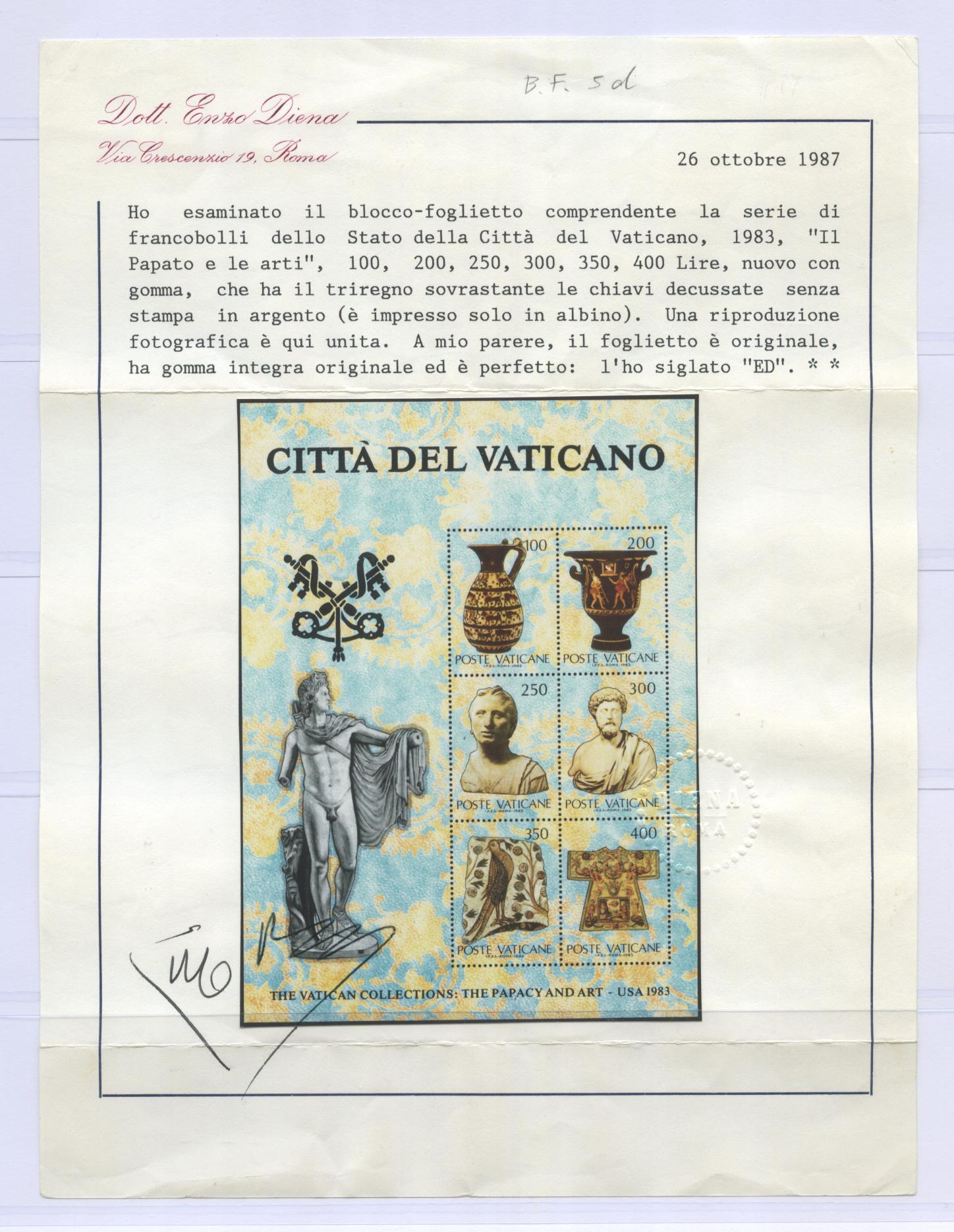 Scansione lotto: VATICANO 1983 BF 5 SENZA TIARA ** LUSSO CERT.