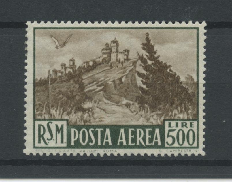 Scansione lotto: SAN MARINO 1951 POSTA AEREA L.500 2 ** CENTRATO