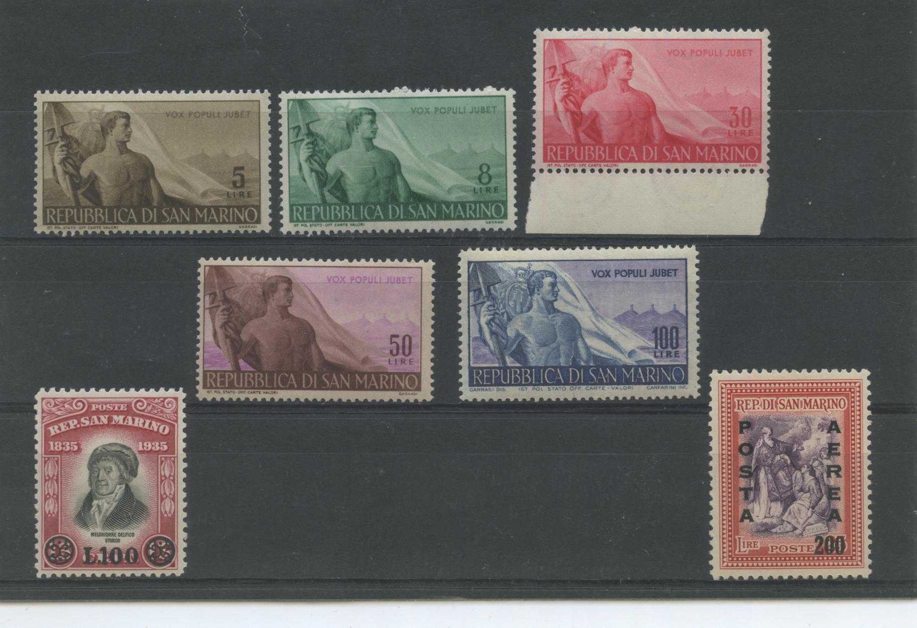 Scansione lotto: SAN MARINO 1948 ANNATA CPL. E P.A. 7V. 2 ** LUSSO