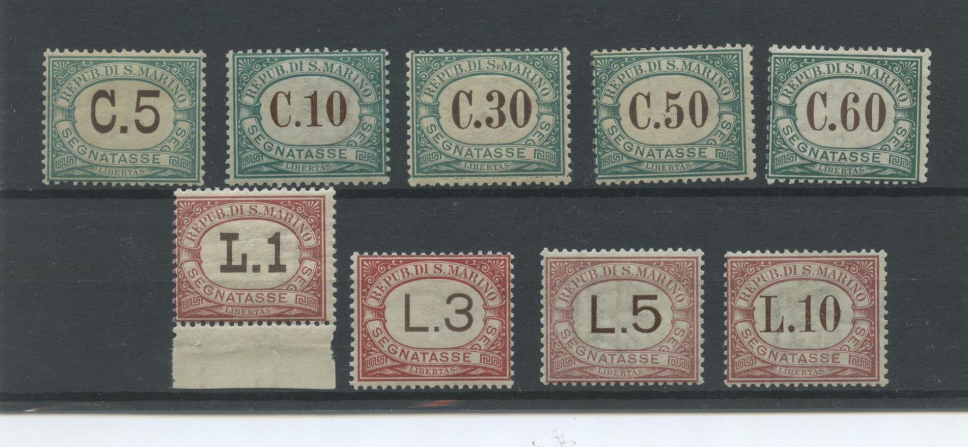 Scansione lotto: SAN MARINO 1897 TASSE 9V. ** CENTRATO