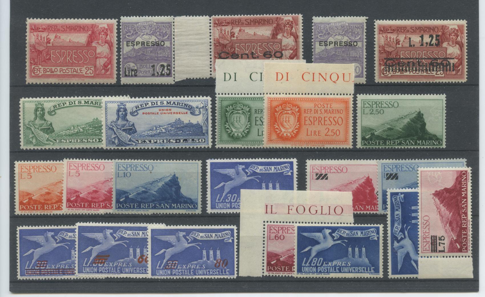 Scansione lotto: SAN MARINO 1907/7 ESPRESSI CPL. 23V. 3 ** LUSSO