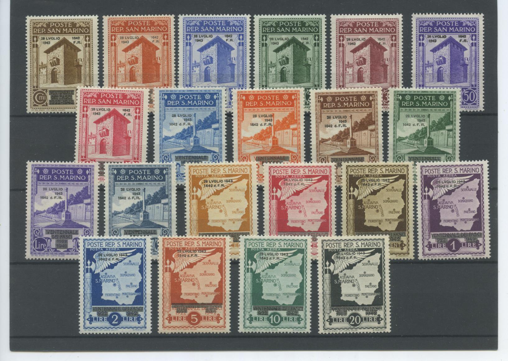 Scansione lotto: SAN MARINO 1943 CADUTA SOVR. 21V. ** LUSSO