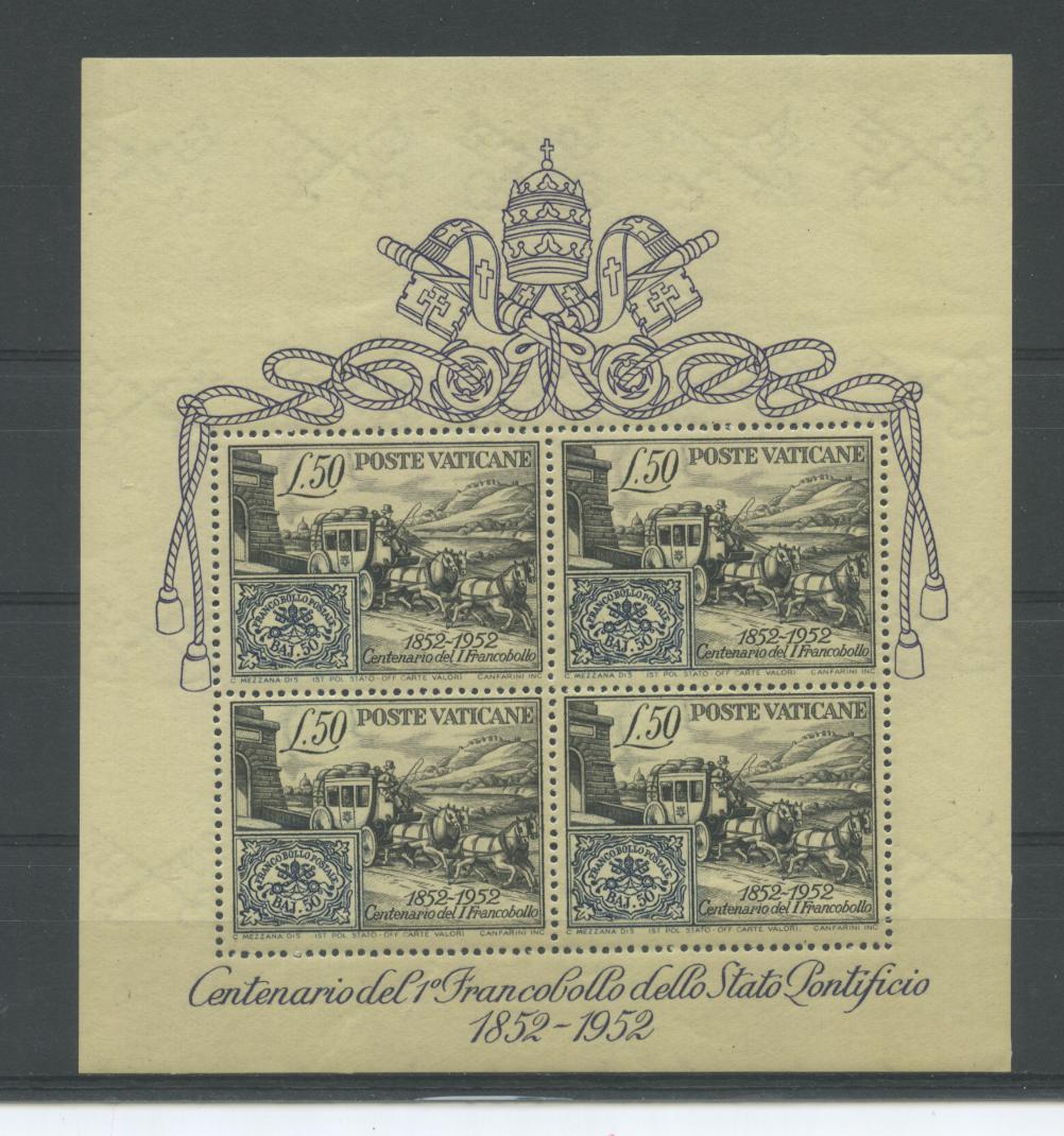 Scansione lotto: VATICANO 1952 B.F. CENTENARIO 3 ** LUSSO