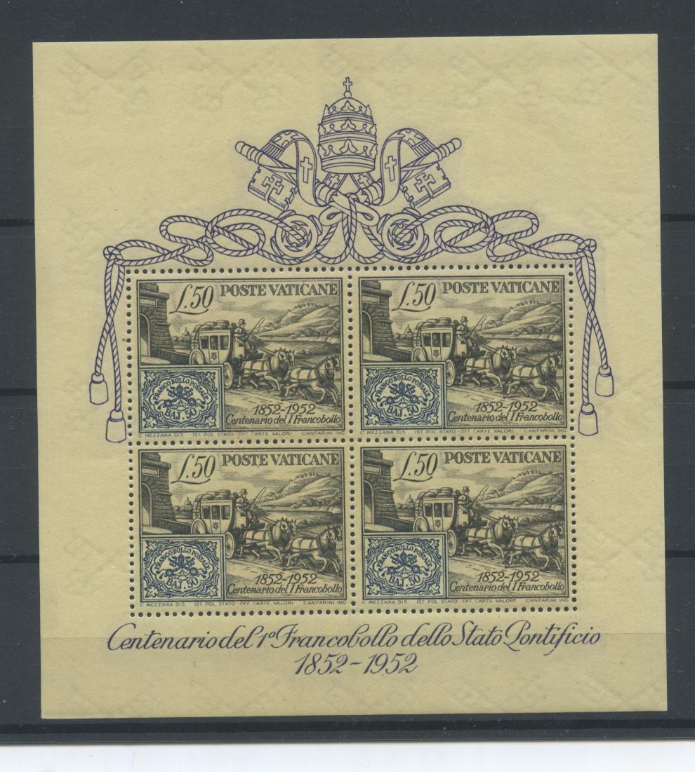 Scansione lotto: VATICANO 1952 B.F. CENTENARIO 4 ** LUSSO