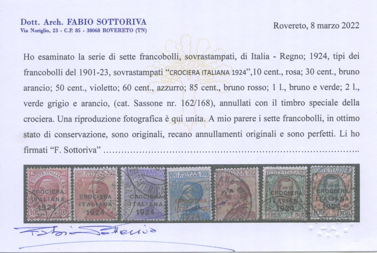 Scansione lotto: REGNO 1924 CROCIERA 7V. US.  CERT.