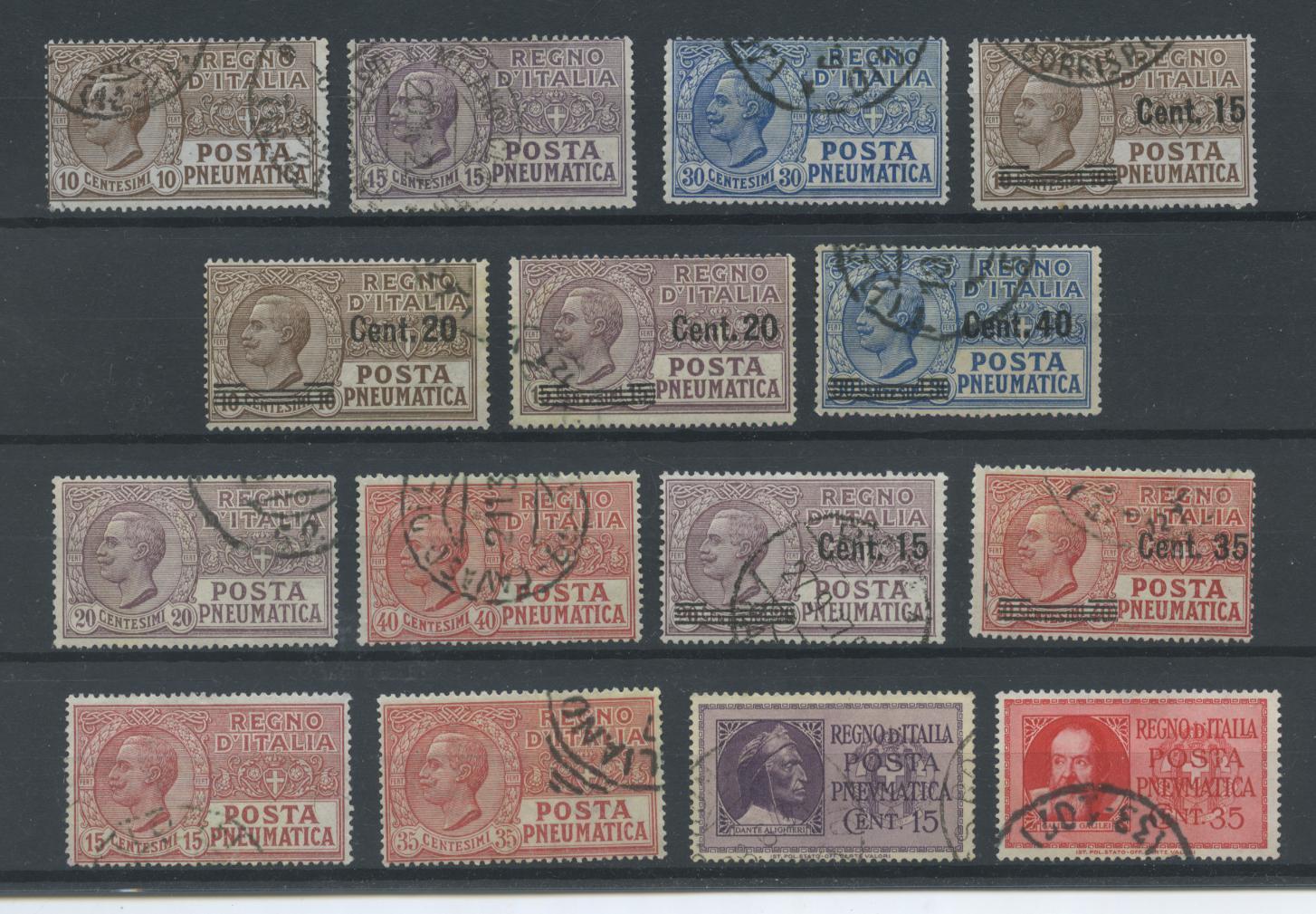 Scansione lotto: REGNO 1913/33 POSTA PNEUMATICA CPL. 15V. US.