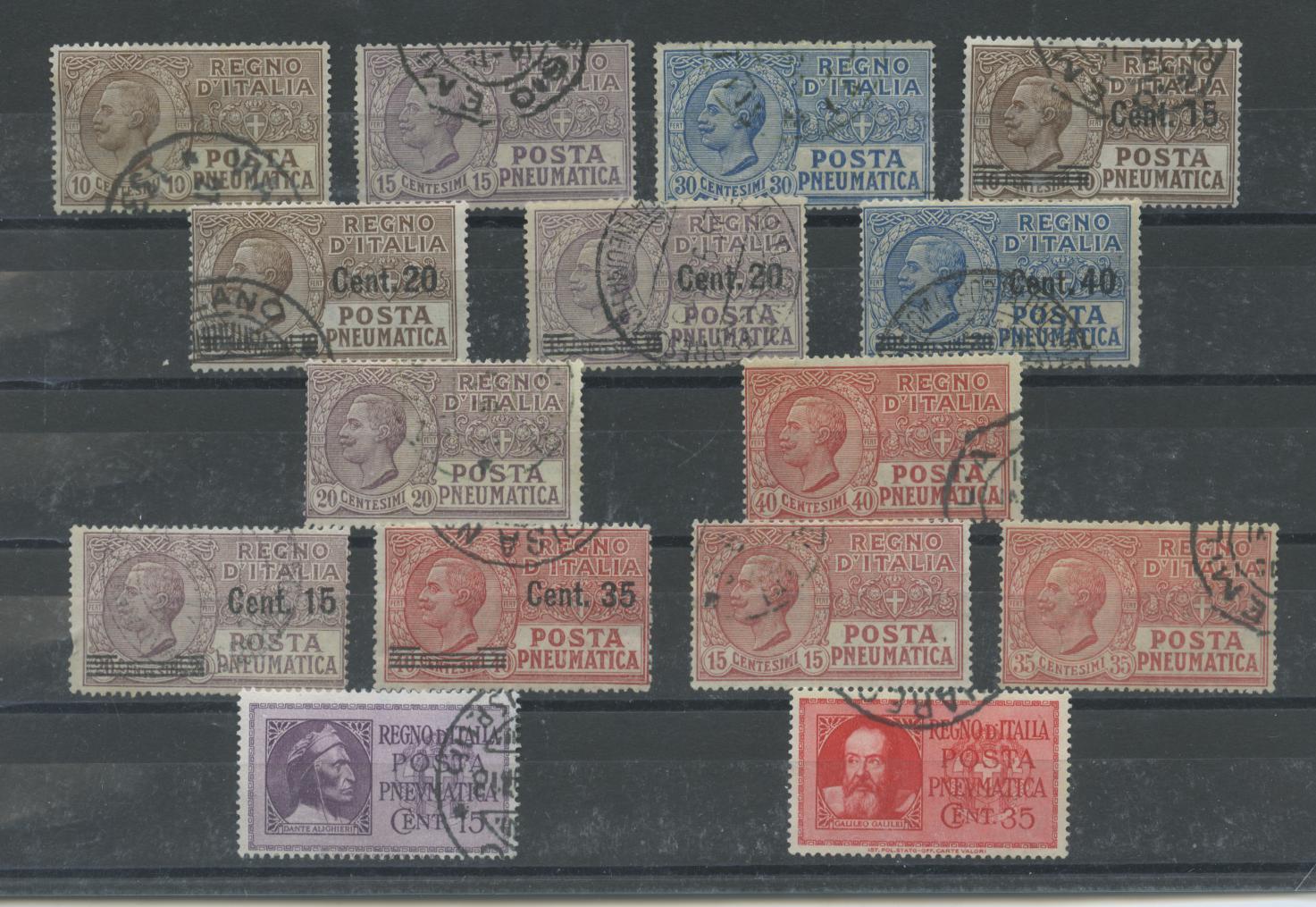 Scansione lotto: REGNO 1913/33 POSTA PNEUMATICA CPL. 15V. US. CENTRATO