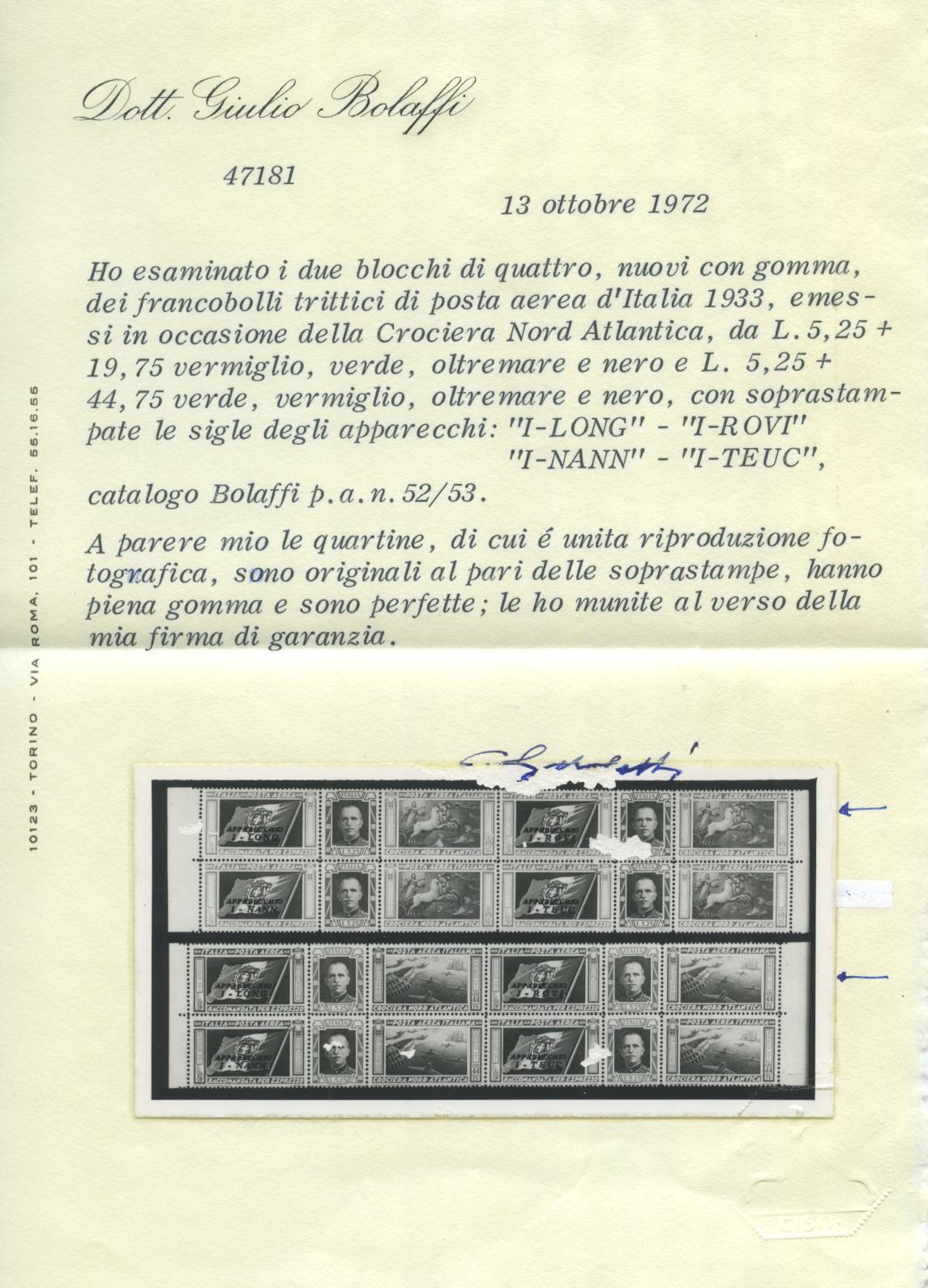 Scansione lotto: REGNO 1933 TRITTICI 2V. ROVI ** LUSSO CERT.