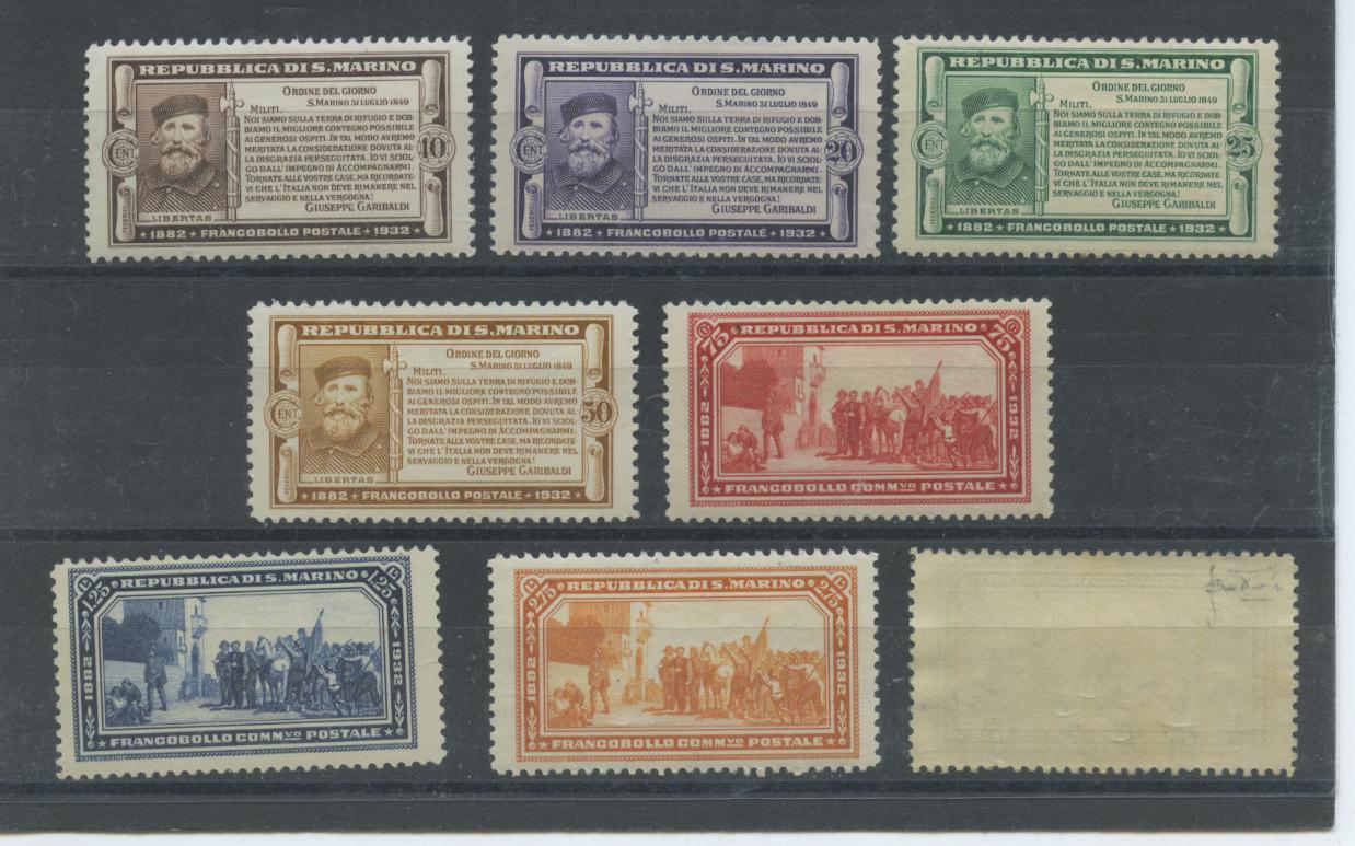 Scansione lotto: SAN MARINO 1932 GARIBALDI 8V. 3 ** CENTRATO CERT.