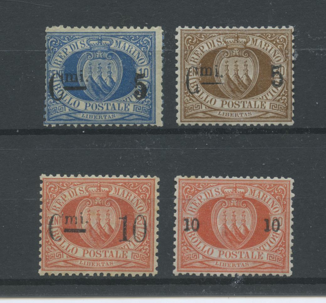 Scansione lotto: SAN MARINO 1892 SOVR. 4V. 5 ** CENTRATO CERT.