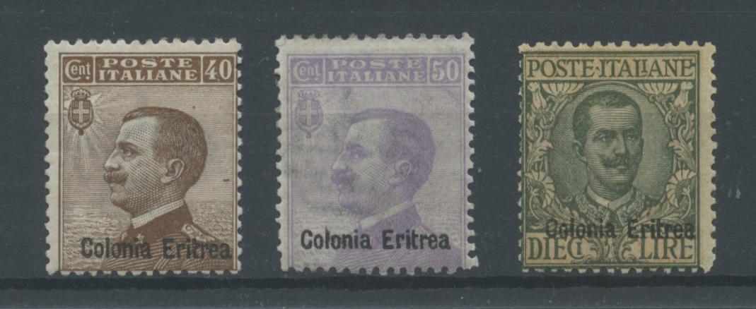 Scansione lotto: COLONIE ERITREA 1916 SOVR. 3V. **