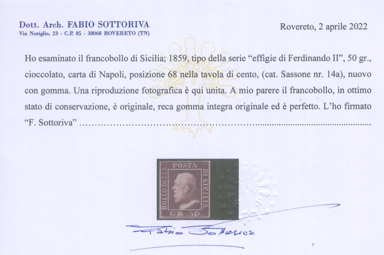 Scansione lotto: SICILIA 1858 50 GRANI 2 **  CERT.