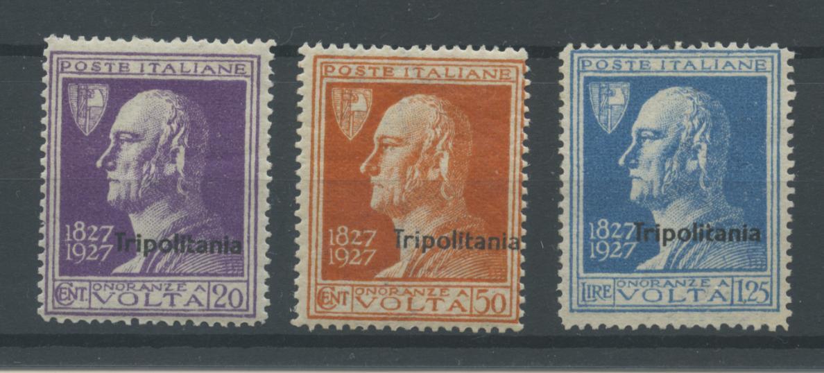 Scansione lotto: COLONIE TRIPOLITANIA 1927 VOLTA 3V. **