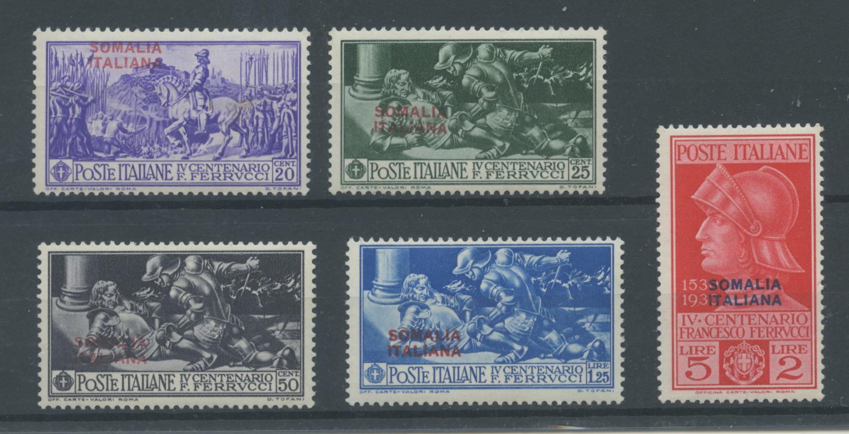 Scansione lotto: COLONIE SOMALIA 1930 FERRUCCI 5V. **