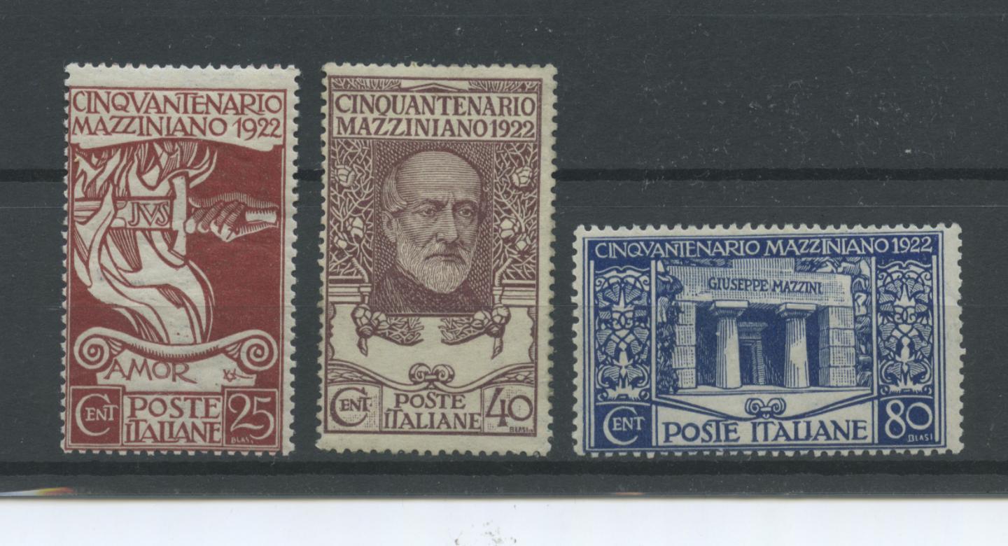 Scansione lotto: REGNO 1922 MAZZINI 3V. ** CENTRATO