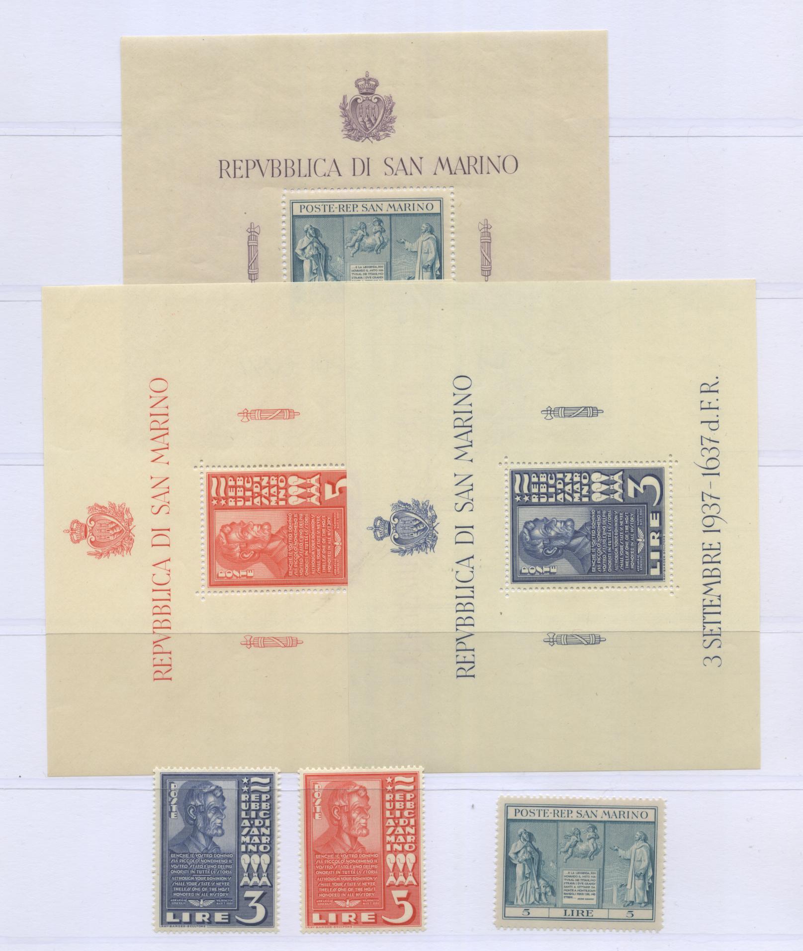 Scansione lotto: SAN MARINO 1937/8 ANNATA CPL. 3V.+3BF **