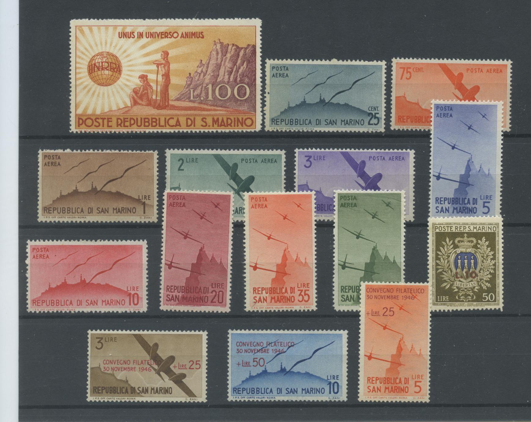 Scansione lotto: SAN MARINO 1946 ANNATA CPL. E P.A. 15V. **